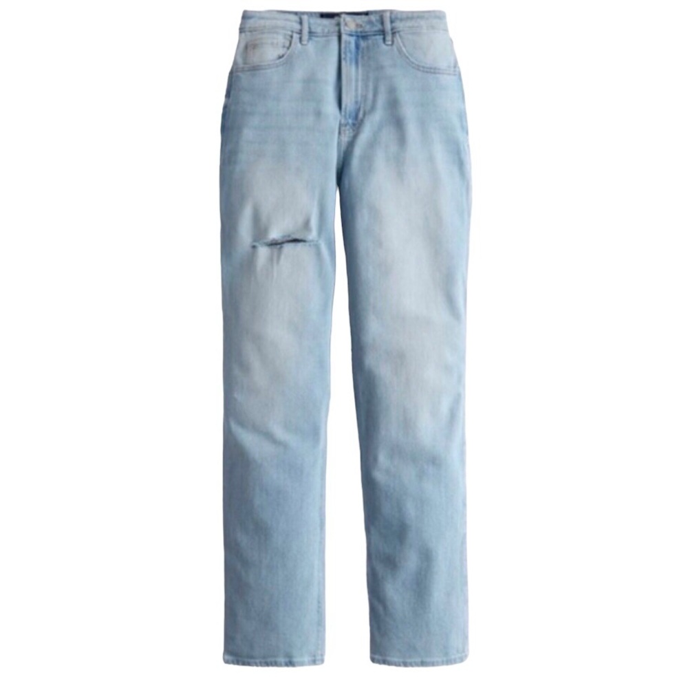 Hollister Ultra High Rise Stacked Vintage Straight Ripped Blue Jeans Size 5R/ 27
